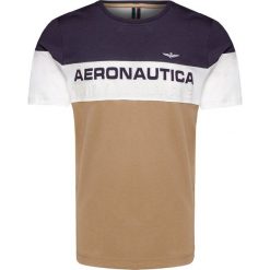 T-shirt AERONAUTICA MILITARE. Niebieskie t-shirty męskie Aeronautica Militare, na lato, z aplikacjami, z tkaniny, z okrągłym kołnierzem. Za 360,00 zł.