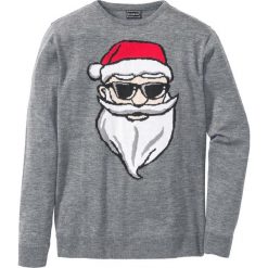 Sweter z bożonarodzeniowym motywem bonprix szary melanż. Szare swetry męskie bonprix, s, bez wzorów, bez kołnierzyka, bez kaptura. Za 74,99 zł.