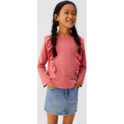 Mango Kids - Longsleeve dziecięcy Carlota5 110-164 cm. Różowe bluzki dziewczęce Mango Kids, bez wzorów, z bawełny, z okrągłym kołnierzem, z krótkim rękawem, krótkie, bez kaptura. Za 35,90 zł.