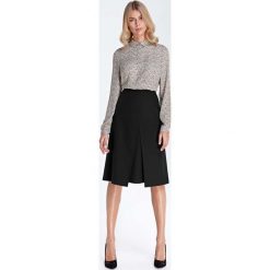 Czarna Trapezowa Szykowna Spódnica z Kontrafałdą. Czarne spódniczki damskie Molly.pl, do pracy, xl, bez wzorów, eleganckie, trapezowe. Za 149,90 zł.