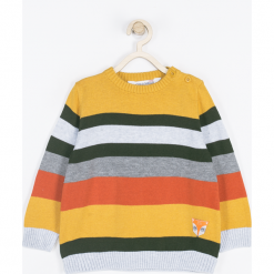 Sweter. Szare swetry chłopięce marki FOREST, na jesień, w paski, z bawełny. Za 54,90 zł.