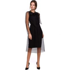 Sukienka wieczorowa z tiulem - l. Sukienki damskie e-margeritka.pl, s, bez wzorów, z poliesteru, eleganckie, ze stójką, bez rękawów, midi. Za 218,99 zł.