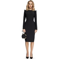 LINDY Sukienka o ołówkowym kroju z falbankami w karczku - czarna. Czarne sukienki marki Stylove, do pracy, w paski, biznesowe, z falbankami, ołówkowe. Za 159,90 zł.