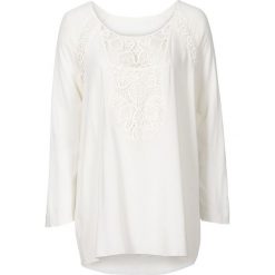 Tunika bonprix biel wełny. Białe tuniki damskie z długim rękawem bonprix, z koronki. Za 44,99 zł.