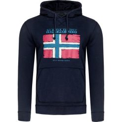 Bluza NAPAPIJRI BALYS HOOD Granatowy. Niebieskie bluzy męskie marki Napapijri, z nadrukiem, z dzianiny, z kapturem, bez rękawów, bez kaptura. W wyprzedaży za 264,00 zł.