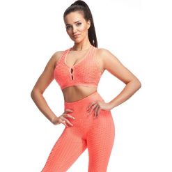 STANIK SPORTOWY PUSH-UP FANTASY - SALMON. Pomarańczowe topy damskie FJ!, m, bez wzorów, z elastanu, na fitness i siłownię. Za 169,00 zł.