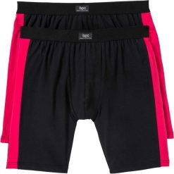 Długie bokserki (2 pary) bonprix czarno-czerwony. Czarne bokserki męskie bonprix, bez wzorów. Za 39,98 zł.