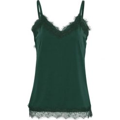 Freequent Koronkowa koszulka Bicco ciemnozielony female zielony S (38). Zielone koszulki damskie Freequent, na co dzień, s, bez wzorów, z koronki, eleganckie, bez kołnierzyka, bez rękawów. Za 89,00 zł.