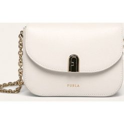 Furla - Torebka skórzana. Białe listonoszki damskie Furla, w paski, ze skóry, na ramię, małe, bez dodatków. Za 1149,00 zł.
