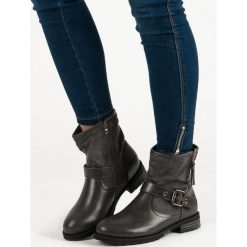 SZARE WORKERY. Szare botki damskie SDS, bez obcasa, bez zapięcia. Za 65,90 zł.