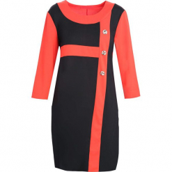 Czerwono-Czarna Sukienka Since You're Gone. Czarne sukienki Born2be, na jesień, xl, midi, oversize. Za 24,99 zł.