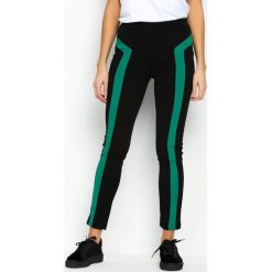 Spodnie damskie: Czarno-Zielone Legginsy Double Belt