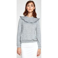 Szary sweter z falbankami. Szare swetry damskie NIFE, na jesień, xl, bez wzorów, z elastanu, eleganckie, bez rękawów, bez kaptura. Za 139,00 zł.