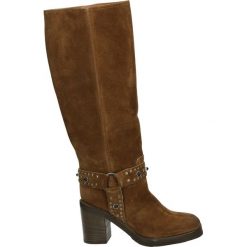 Kozaki - 003C CAM CUOI. Brązowe buty zimowe damskie marki Kazar, ze skóry, przed kolano, na wysokim obcasie. Za 799,00 zł.