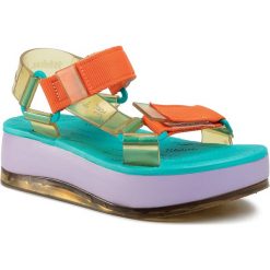 Sandały MELISSA - Papete Platform + Ride 32901 Lilac/Green/Orange 53652. Pomarańczowe klapki damskie Melissa, bez wzorów, z tworzywa sztucznego, bez obcasa. Za 419,00 zł.