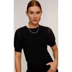 Mango - Sweter Gassa. Czarne swetry damskie Mango, s, bez wzorów, z wiskozy, z krótkim rękawem, krótkie, bez kaptura. W wyprzedaży za 69,90 zł.