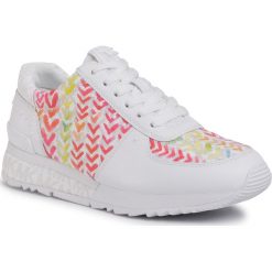 Sneakersy MICHAEL MICHAEL KORS - Allie Wrap Trainer 43T0ALFP3L Brt/Wht/Mlt. Białe półbuty damskie MICHAEL Michael Kors, na co dzień, bez wzorów, ze skóry ekologicznej, bez obcasa, na płaskiej podeszwie, bez zapięcia. Za 789,00 zł.
