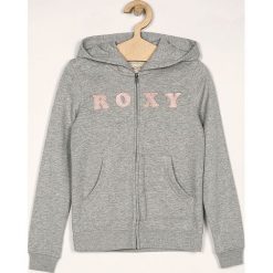 Roxy - Bluza dziecięca 128-176 cm. Szare bluzy dziewczęce Roxy, z aplikacjami, z bawełny, z kapturem. Za 169,90 zł.