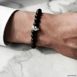 Bransoletki męskie: Bransoletka Męska BROWN SKULL SILVER