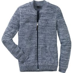 Sweter rozpinany Regular Fit bonprix ciemnoniebiesko-biały melanż. Niebieskie kardigany męskie marki bonprix, m, z haftami. Za 79,99 zł.