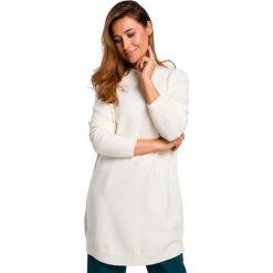 Sweter tunika - ecru. Tuniki damskie Style, s, bez wzorów, z poliesteru, z długim rękawem, długie, bez kaptura. W wyprzedaży za 149,00 zł.