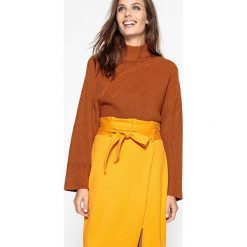 Sweter ze stójką z grubej dzianiny. Czarne golfy damskie marki La Redoute Collections, l, z dzianiny. Za 167,96 zł.