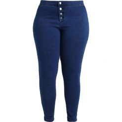 Lost Ink Plus BUTTON FRONT IN MARJORAM Jeans Skinny Fit dark denim. Niebieskie jeansy damskie Lost Ink Plus, z elastanu. Za 169,00 zł.