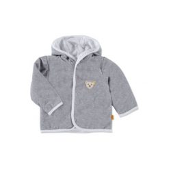 Steiff Baby Nicki Kurtka soft grey - szary. Szare kurtki chłopięce marki Steiff, z aplikacjami, z bawełny, bez rękawów, z kapturem. Za 176,00 zł.