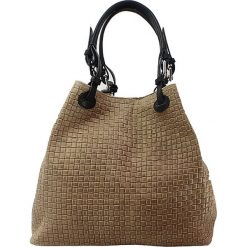 Skórzana torebka w kolorze szarobrązowym - 34 x 29 x 18 cm. Brązowe torebki klasyczne damskie ORE10, w paski, ze skóry. W wyprzedaży za 219,95 zł.