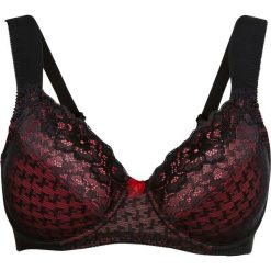 Biustonosz bonprix czarno-koralowy. Czarne biustonosze bonprix, w koronkowe wzory, z koronki. Za 54,99 zł.