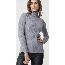 Szary Golf Soltone. Szare swetry damskie Born2be, s, bez wzorów, z dzianiny, eleganckie, z długim rękawem, długie, bez kaptura. Za 79,99 zł.
