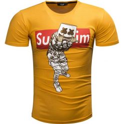 Koszulka męska t-shirt żółty Recea. Żółte koszulki męskie Recea, xl, z nadrukiem, z bawełny, bez kołnierzyka. Za 24,00 zł.