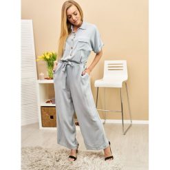 Elegancki Kombinezon Native Kolor Szary ONESIZE. Czarne spodnie damskie ACME, uniwersalny, w paski, z bawełny, eleganckie, bez kołnierzyka, bez rękawów. Za 159,00 zł.
