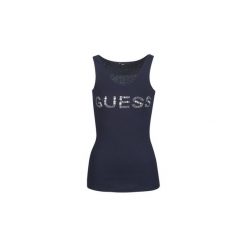 Topy na ramiączkach / T-shirty bez rękawów Guess STONES. Niebieskie bluzki damskie Guess, s, bez wzorów, bez kołnierzyka. Za 109,00 zł.