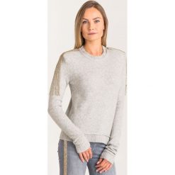 SWETER Patrizia Pepe. Szare swetry damskie Patrizia Pepe, s, z aplikacjami, bez rękawów, bez kaptura. Za 989,00 zł.