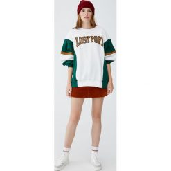 Bluza w stylu college z panelami. Szare bluzy damskie Pull&Bear, bez wzorów, bez rękawów, bez kaptura. Za 99,90 zł.