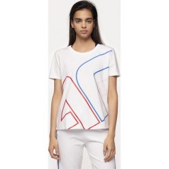T-shirt damski TSD412 - biały. Białe t-shirty damskie 4f, bez wzorów, bez kołnierzyka. Za 49,99 zł.