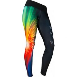 Legginsy: Feeljoy Spodnie damskie Freedome Long W czarno-pomarańczowo-zielone r. L