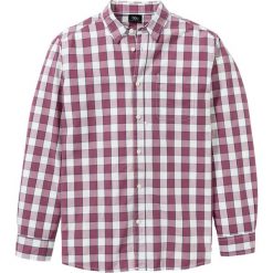 Koszula z długim rękawem w kratę bonprix czerwono-biały w kratę. Czerwone koszule męskie bonprix, xl, bez wzorów, z bawełny, bez kołnierzyka, z długim rękawem. Za 74,99 zł.