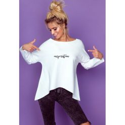 Bluza K166 biały. Białe bluzki damskie Tagless, s, z nadrukiem, z elastanu, bez rękawów, bez kaptura. Za 123,50 zł.