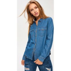 Koszula jeansowa - Niebieski. Niebieskie koszule jeansowe damskie marki Sinsay, s. Za 49,99 zł.