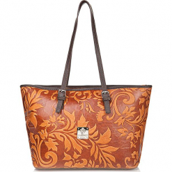 Skórzana torebka w kolorze pomarańczowym - 42 x 26 x 16 cm. Brązowe torebki klasyczne damskie I MEDICI FIRENZE, z materiału. W wyprzedaży za 434,95 zł.