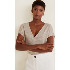 Mango - T-shirt Linito. Szare t-shirty damskie Mango, s, bez wzorów, ze lnu, bez kołnierzyka. Za 69,90 zł.
