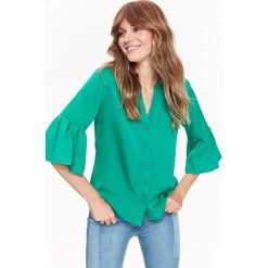 KOSZULA DAMSKA DŁUGI RĘKAW Z FALBANĄ. Szare koszule damskie Top Secret, na jesień, eleganckie, z koszulowym kołnierzykiem, z długim rękawem. Za 39,99 zł.