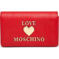 Love Moschino - Torebka. Czerwone listonoszki damskie Love Moschino, w paski, ze skóry ekologicznej, na ramię, małe, z aplikacjami. Za 479,90 zł.