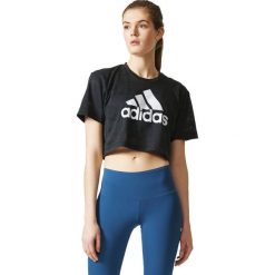 Topy sportowe damskie: Adidas Koszulka damska AEROKNIT CROP T czarna r. L (BQ5791)