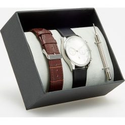 Zegarek ze skórzanymi paskami - Czarny. Czarne zegarki męskie marki Reserved. Za 129,99 zł.