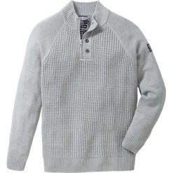 Sweter ze stójką Regular Fit bonprix jasnoszary melanż. Szare golfy męskie bonprix, xl, z nadrukiem, ze stójką, bez kaptura. Za 49,99 zł.