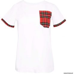 T-shirt z kieszonką Maxirock. Białe bluzki damskie marki Pakamera, bez wzorów, wizytowe, bez kołnierzyka, bez rękawów. Za 89,00 zł.