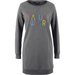 Bluzy damskie: Bluza dresowa z nadrukiem bonprix szary melanż z nadrukiem